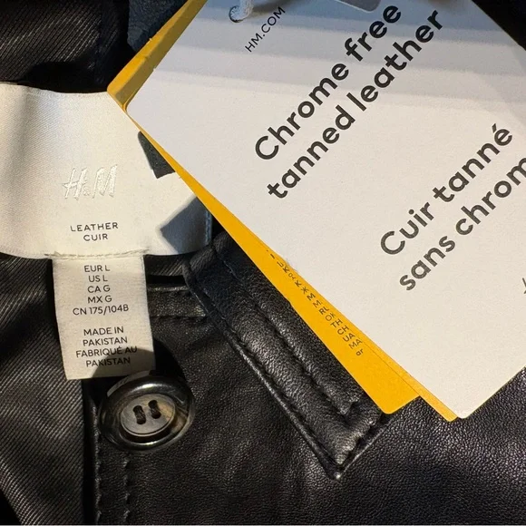 H&M NWT Knee Length Black Leather Jacket in Sz M - Picture 15 of 15